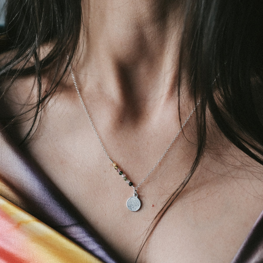 сребърнo колие с турмалин feelosophy immaculate
